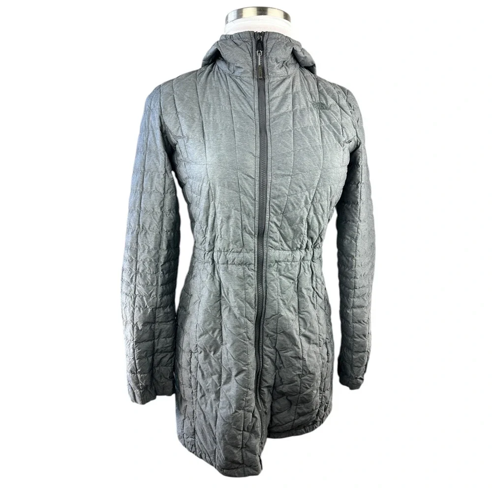 The North Face ThermoBall Parka Jacket Gray Puffer Hooded Outdoor Women's Medium - Picture 2 of 16